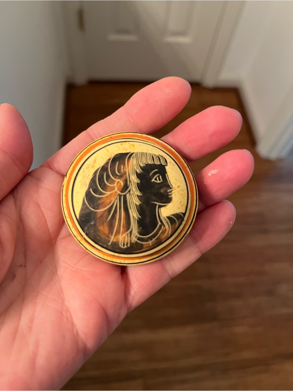 Ceramic jewelry or trinket box from Mykonos, Greece